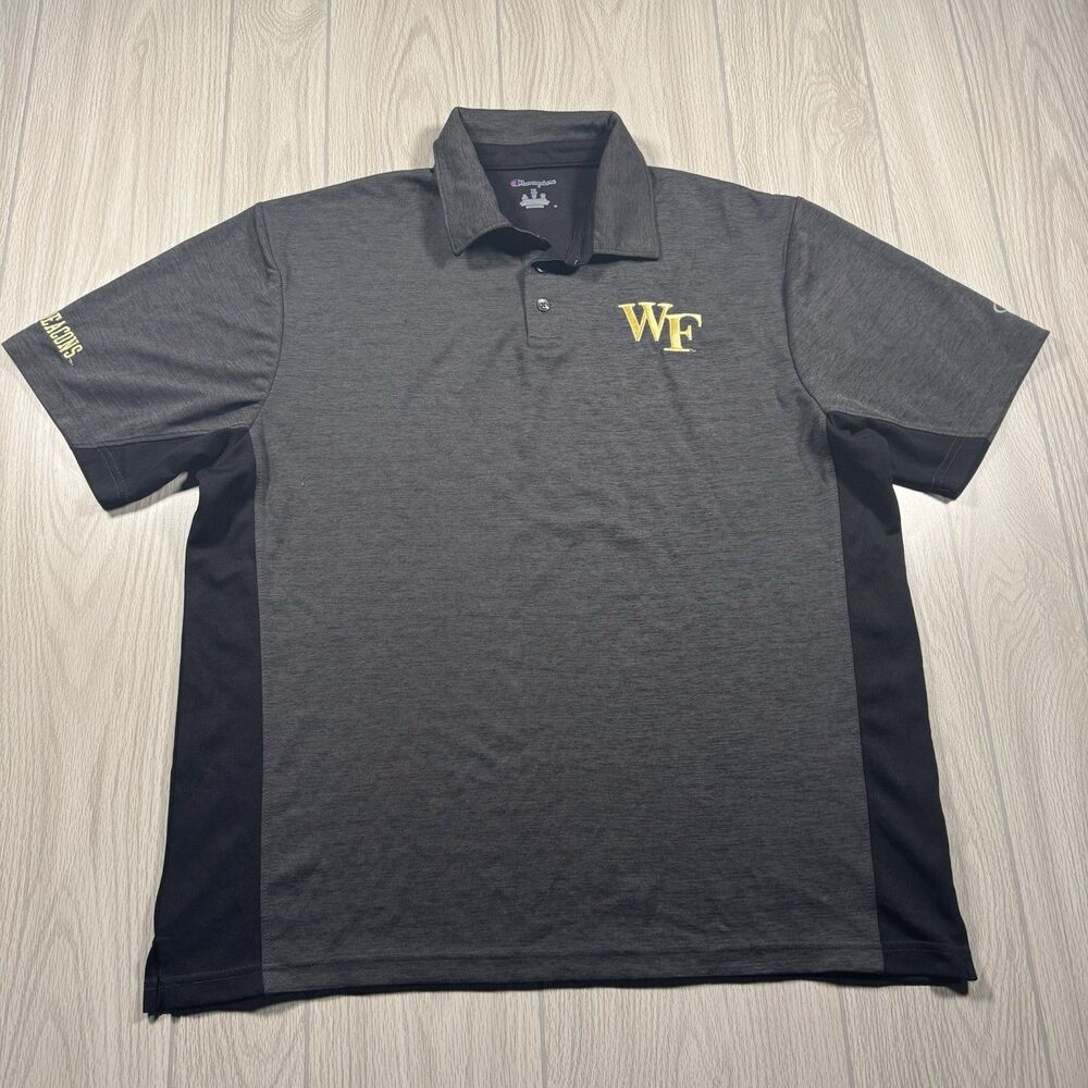 Wake Forest Demon Deacons Golf Polo Men’s XL Gray Performance Logo Champion EUC